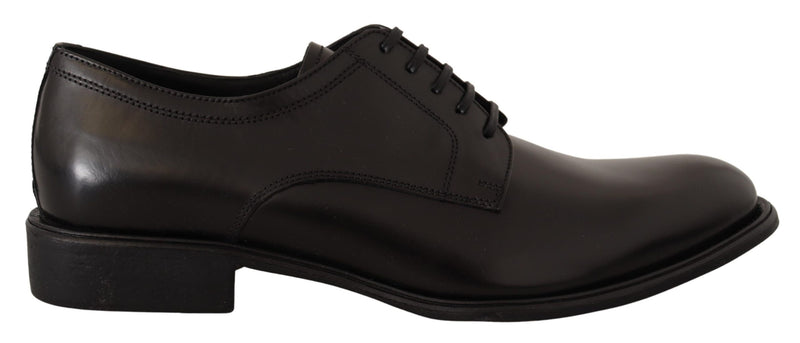 Black Leather Lace Up Mens Formal Derby Shoes