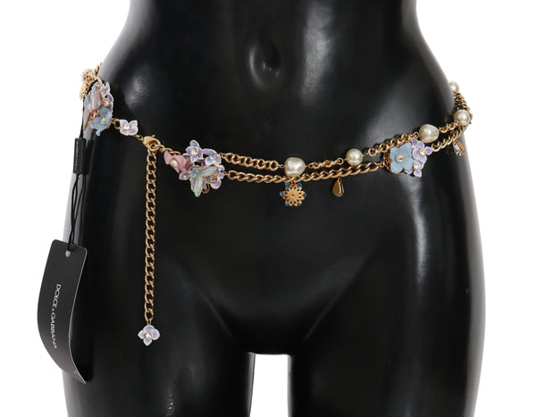 Gold Chain Crystal Butterfly Flower Belt