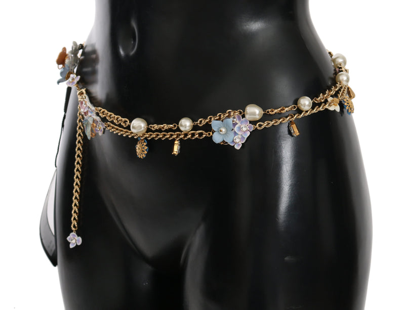 Gold Chain Crystal Butterfly Flower Belt