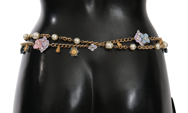 Gold Chain Crystal Butterfly Flower Belt