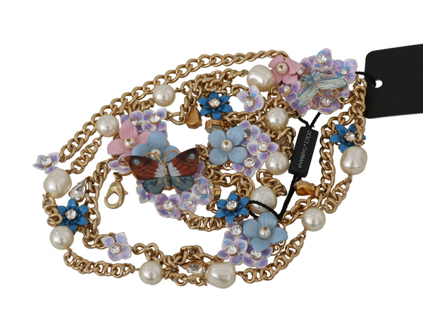 Gold Chain Crystal Butterfly Flower Belt