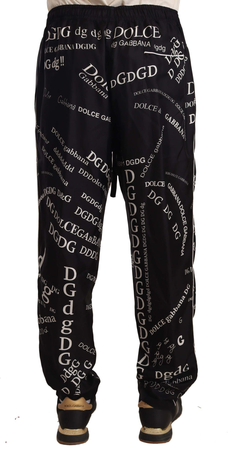 Black Silk Logo Print Lounge Jogging Trousers Pants