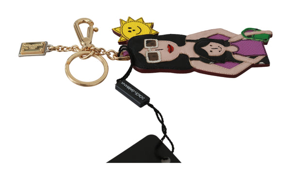 Gold Leather Mother Daugther #DGFAMILY Keychain