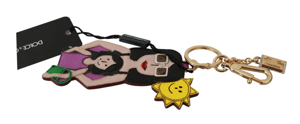 Gold Leather Mother Daugther #DGFAMILY Keychain