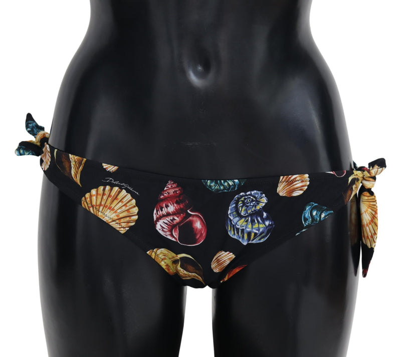 Black Seashells Swimwear Beachwear Bikini Bottom
