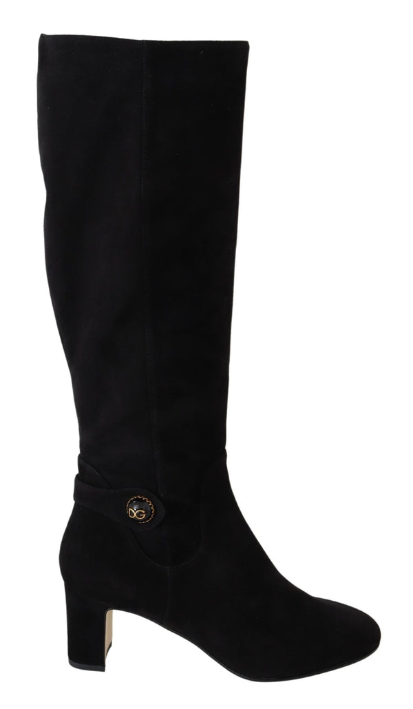 Black Leather Suede Vally Boots Shoes