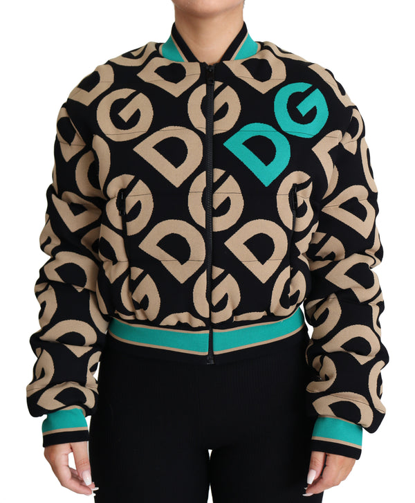 Multicolor DG Logo Print Quilted Bomber Jacket