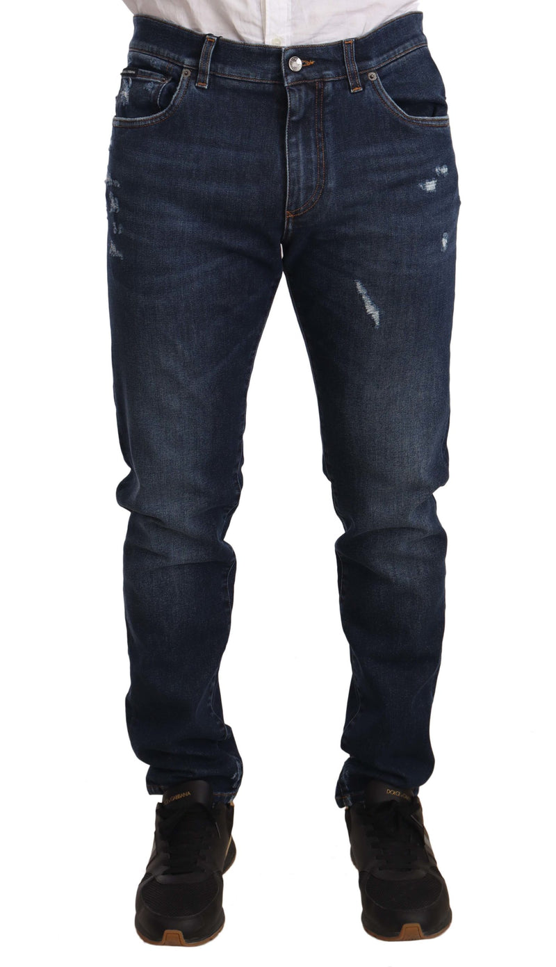 Blue Low Rise Skinny Cotton Trousers Jeans