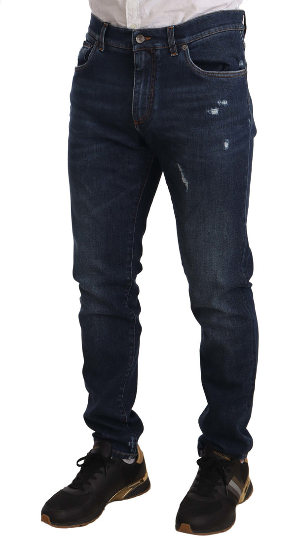 Blue Low Rise Skinny Cotton Trousers Jeans