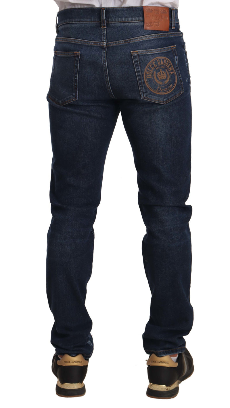 Blue Low Rise Skinny Cotton Trousers Jeans