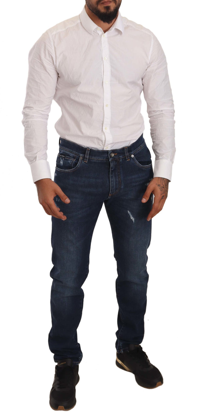 Blue Low Rise Skinny Cotton Trousers Jeans