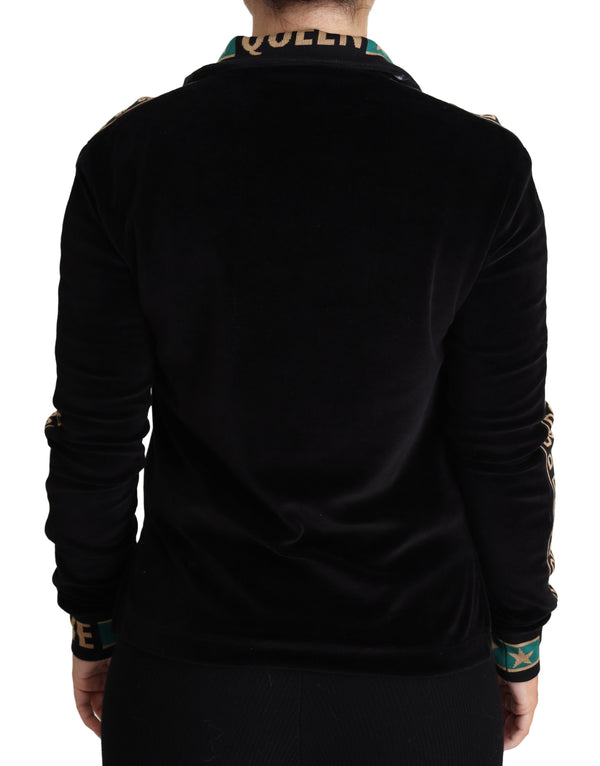 Black Jacquard DG Logo Velvet Sweatshirt Jacket