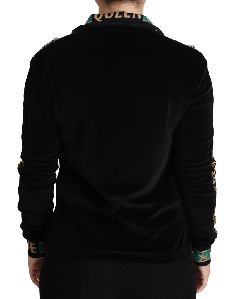 Black Jacquard DG Logo Velvet Sweatshirt Jacket