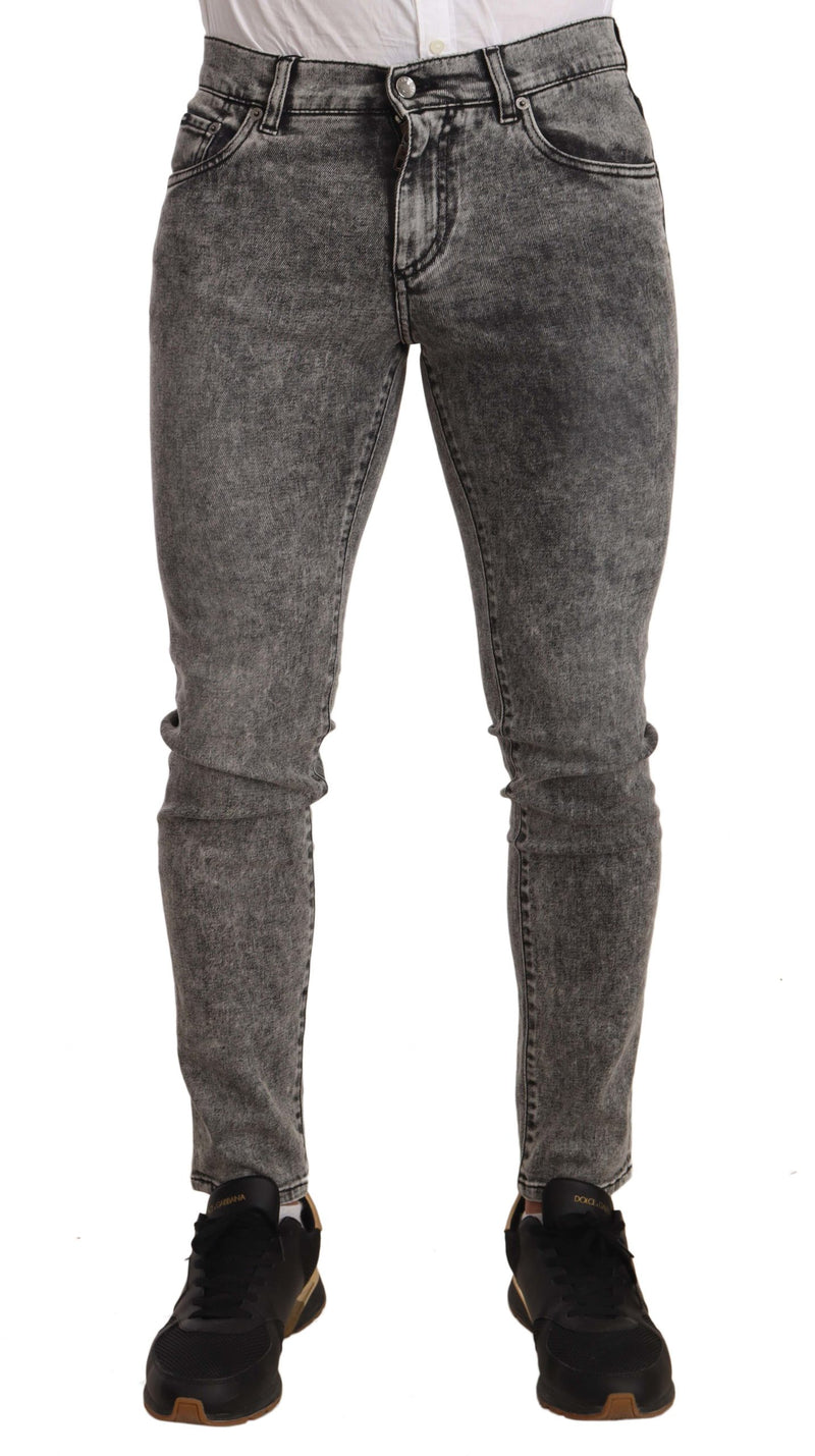Gray Faded Soft Cotton Slim Fit Denim Jeans