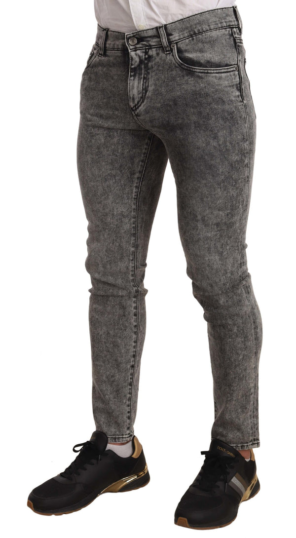 Gray Faded Soft Cotton Slim Fit Denim Jeans