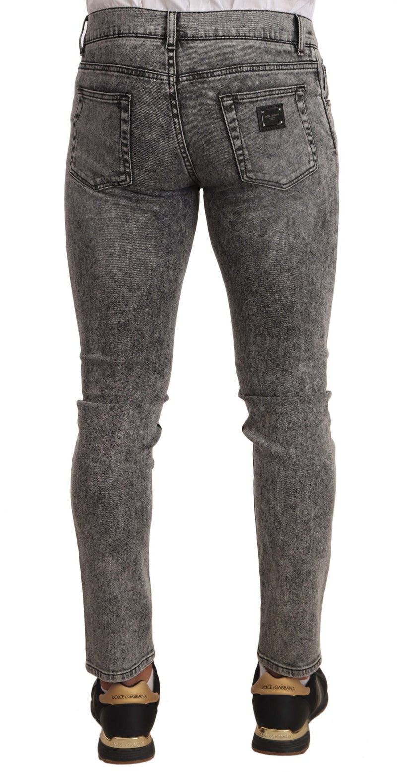 Gray Faded Soft Cotton Slim Fit Denim Jeans