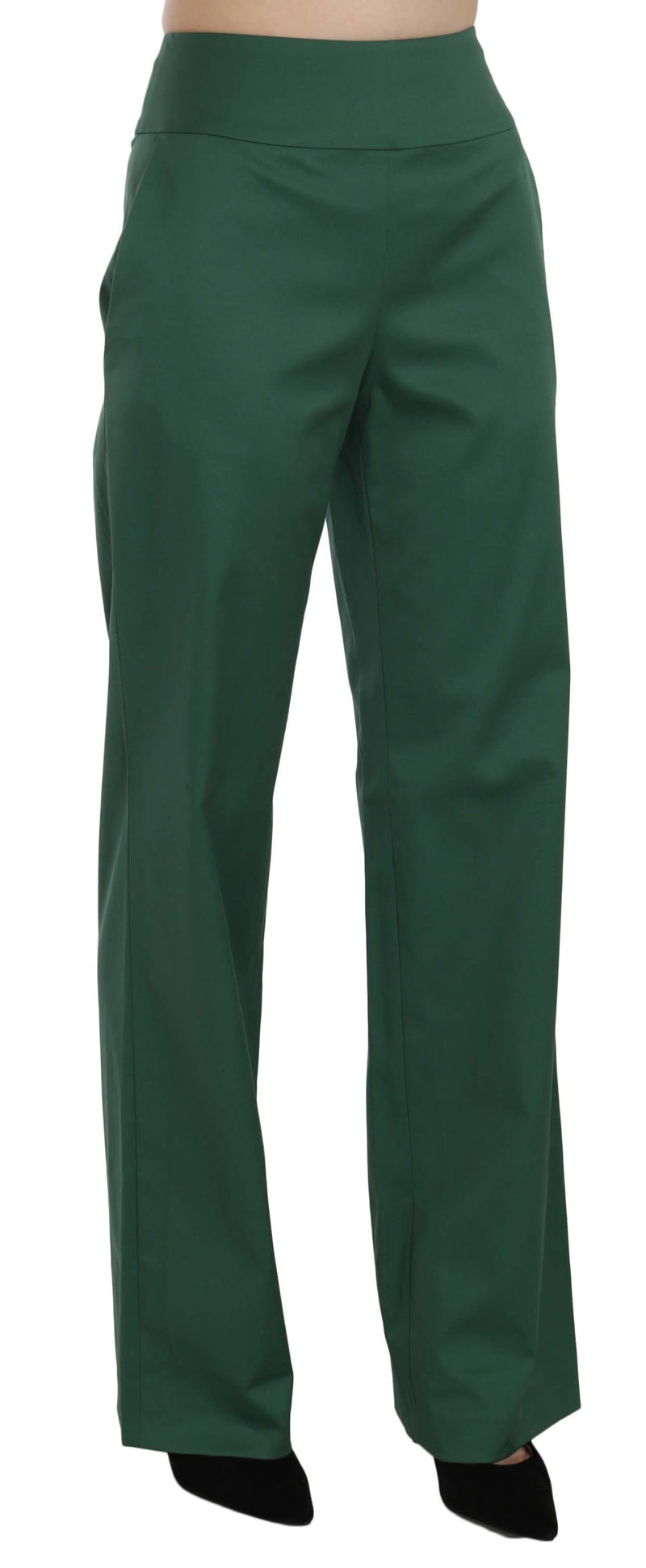 Green High Waist Straight Formal Trousers Pants