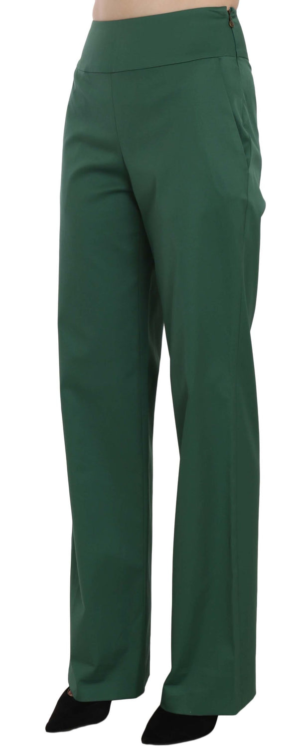 Green High Waist Straight Formal Trousers Pants
