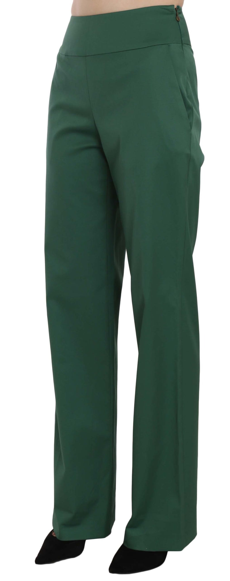 Green High Waist Straight Formal Trousers Pants