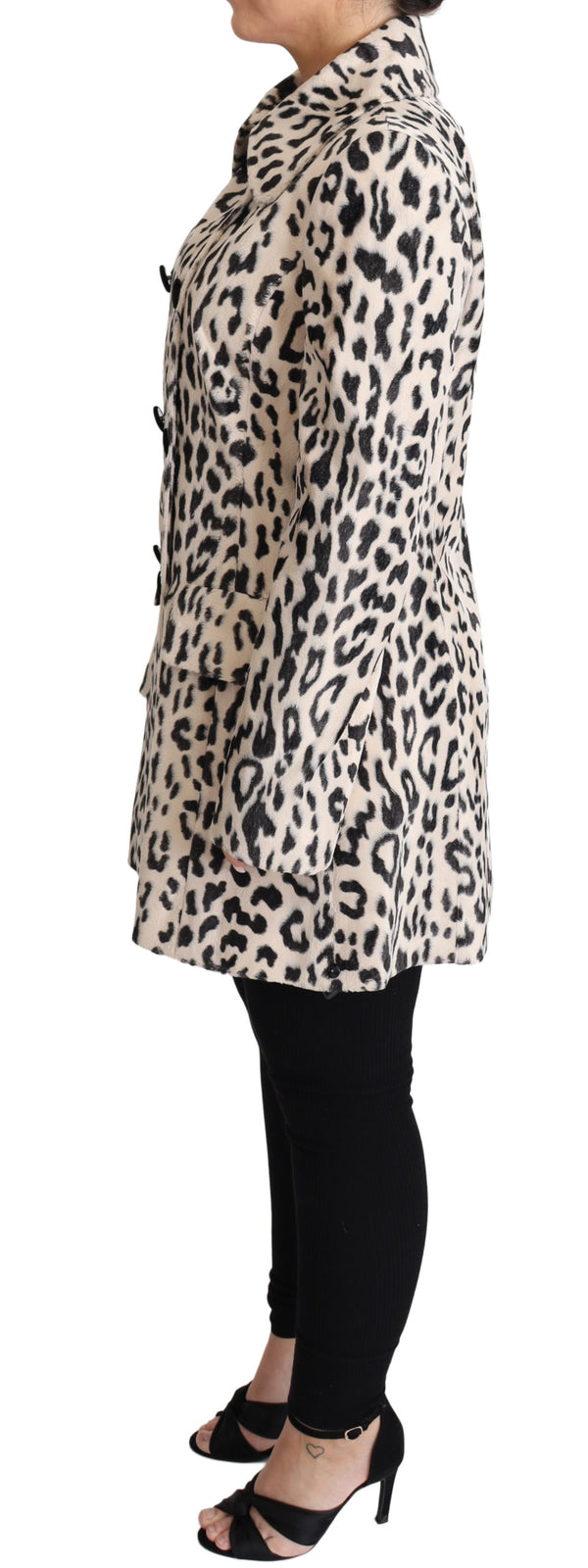 White Black Faux Fur Coat Leopard Print Jacket