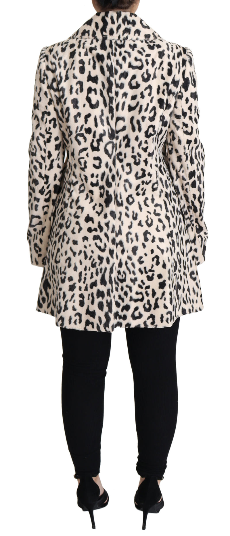 White Black Faux Fur Coat Leopard Print Jacket