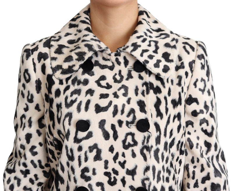 White Black Faux Fur Coat Leopard Print Jacket