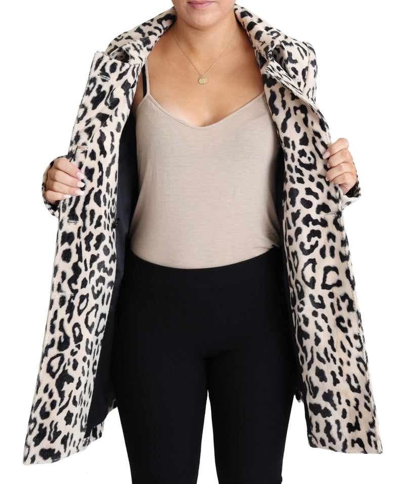 White Black Faux Fur Coat Leopard Print Jacket