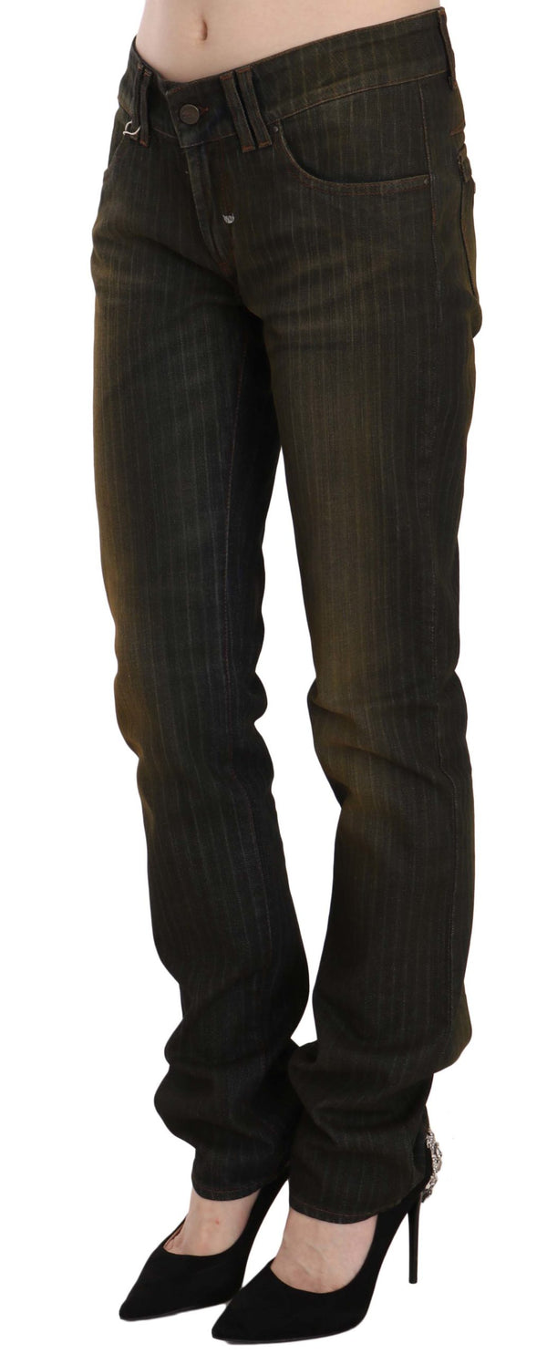 Black Washed Low Waist Slim Fit Denim Pants Jeans