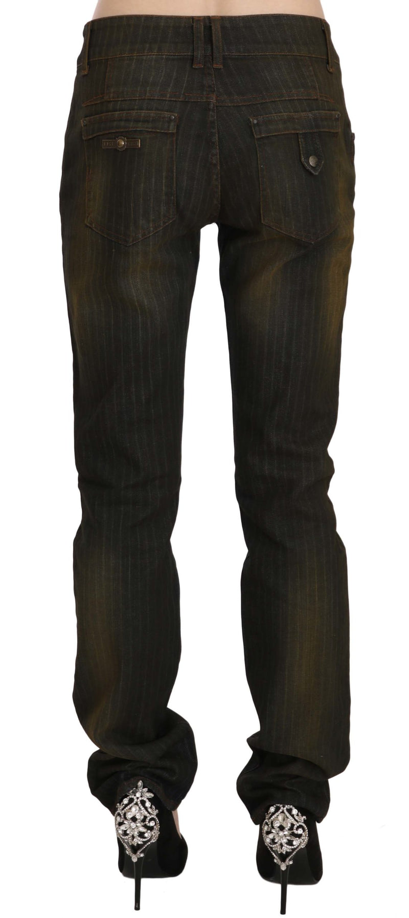 Black Washed Low Waist Slim Fit Denim Pants Jeans