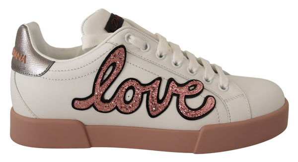 White Love Patch Portofino Sneakers Shoes