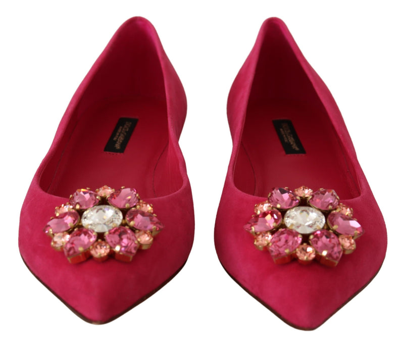 Pink Suede Crystals Loafers Flats Shoes