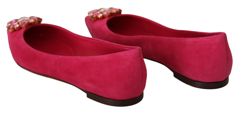 Pink Suede Crystals Loafers Flats Shoes