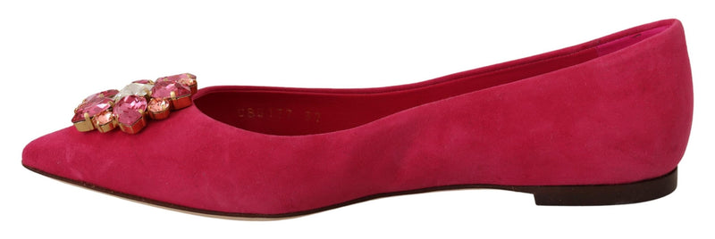 Pink Suede Crystals Loafers Flats Shoes