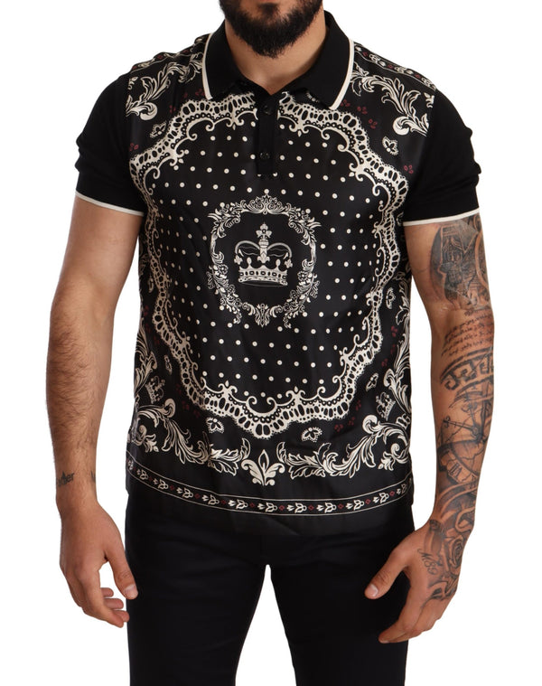 Black Silk Bandana Crown Polo T-shirt