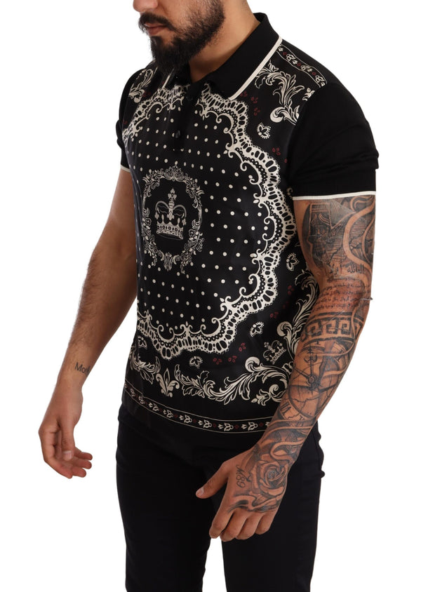 Black Silk Bandana Crown Polo T-shirt