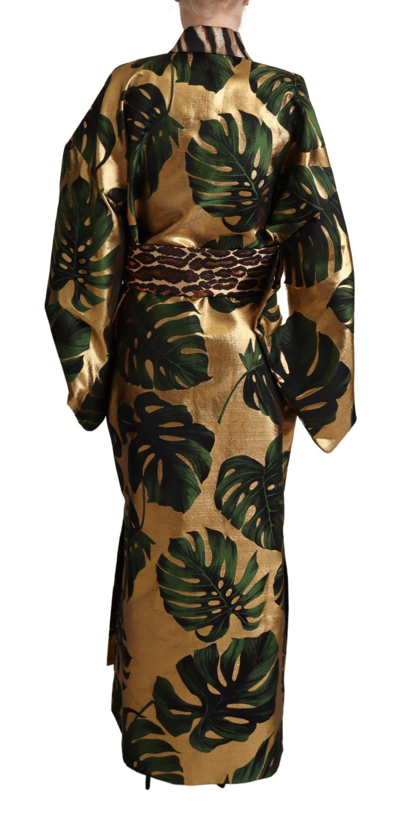 Multicolor Leaves Print Kimono Jacket Coat