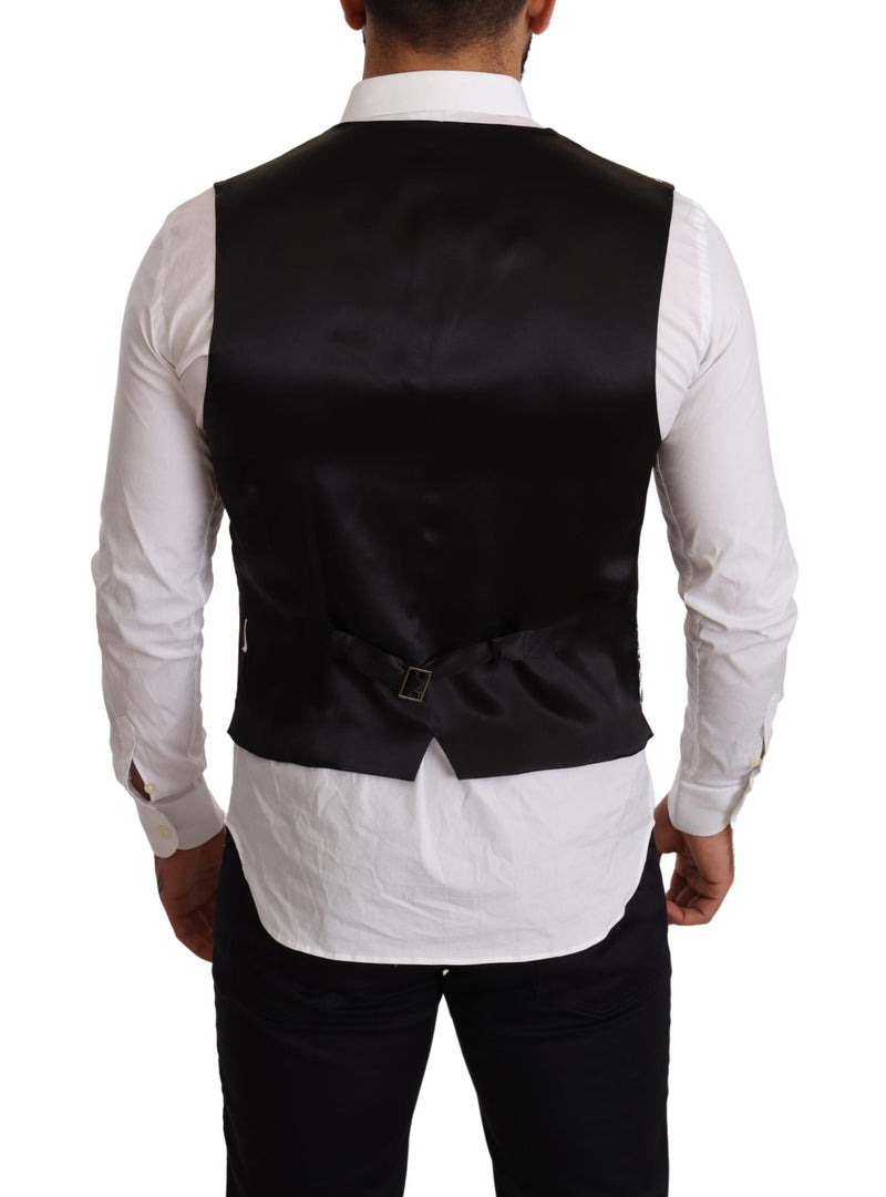 Black White Double Breasted Waistcoat Vest