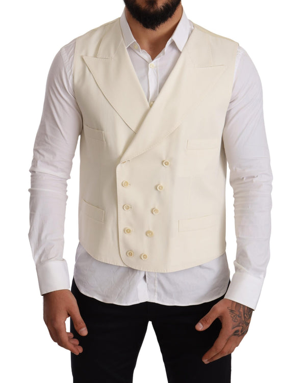 Off White Wool Double Breasted Waistcoat