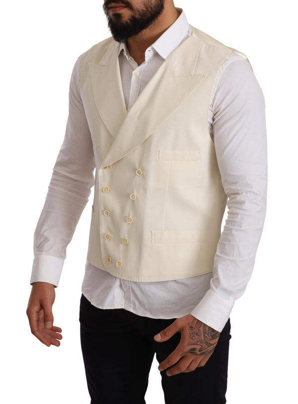 Off White Wool Double Breasted Waistcoat