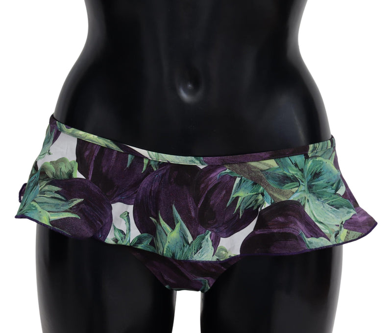 Green Eggplant Print Swimwear Beachwear Bikini Bottom