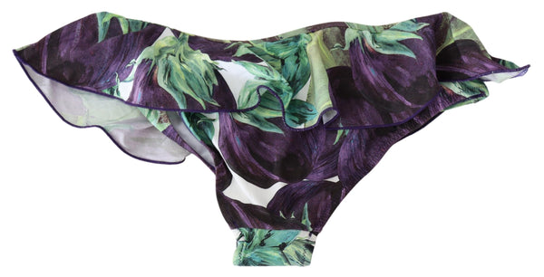 Green Eggplant Print Swimwear Beachwear Bikini Bottom