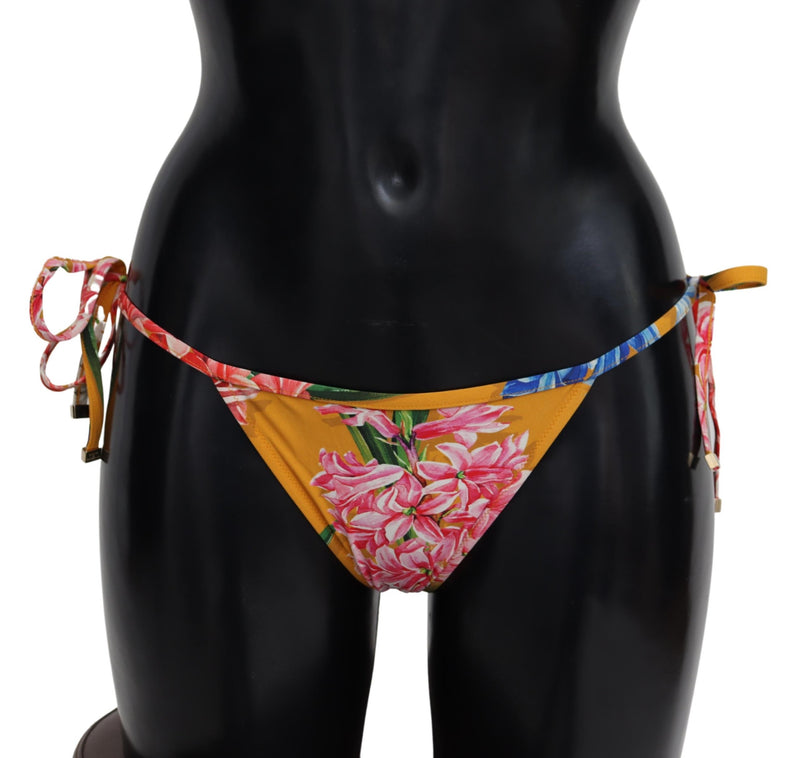 Orange Floral Print Swimwear Beachwear Bikini Bottom