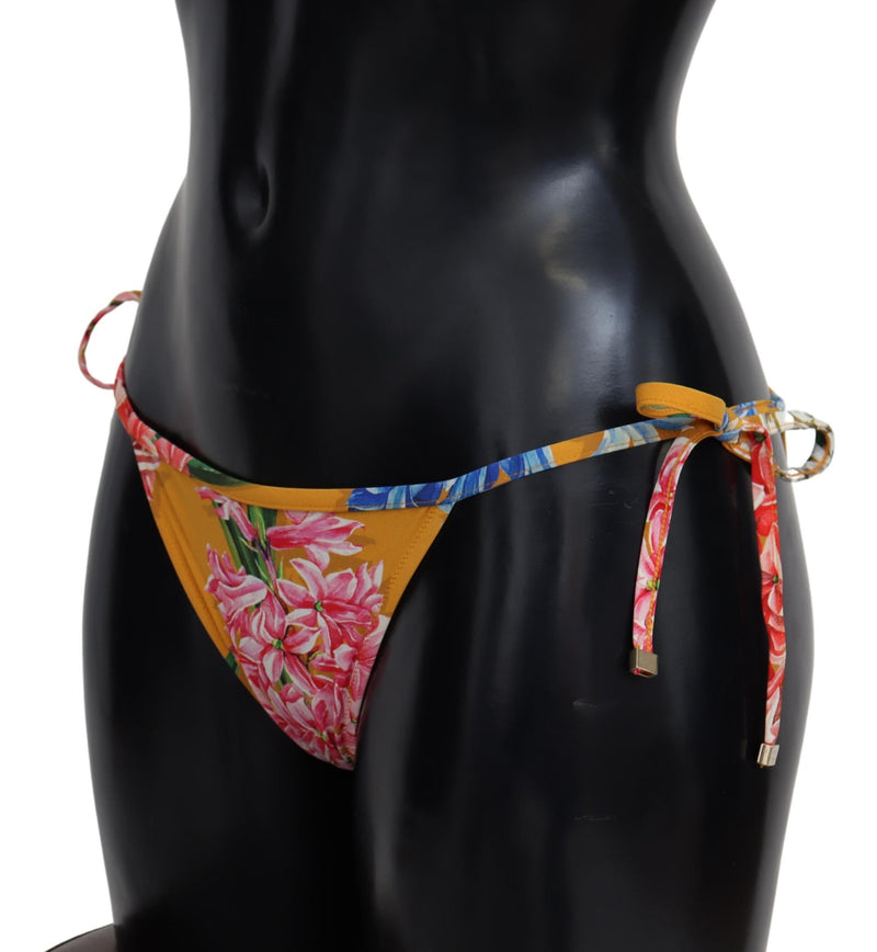 Orange Floral Print Swimwear Beachwear Bikini Bottom