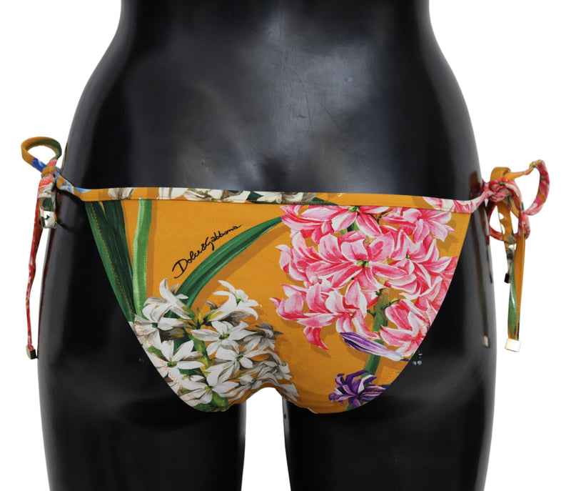 Orange Floral Print Swimwear Beachwear Bikini Bottom