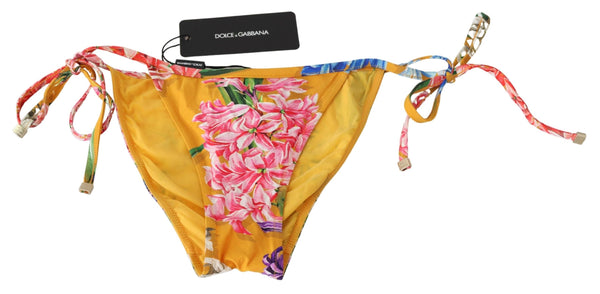 Orange Floral Print Swimwear Beachwear Bikini Bottom