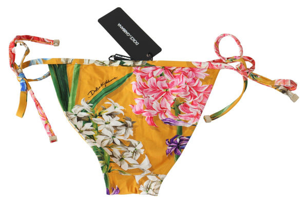 Orange Floral Print Swimwear Beachwear Bikini Bottom