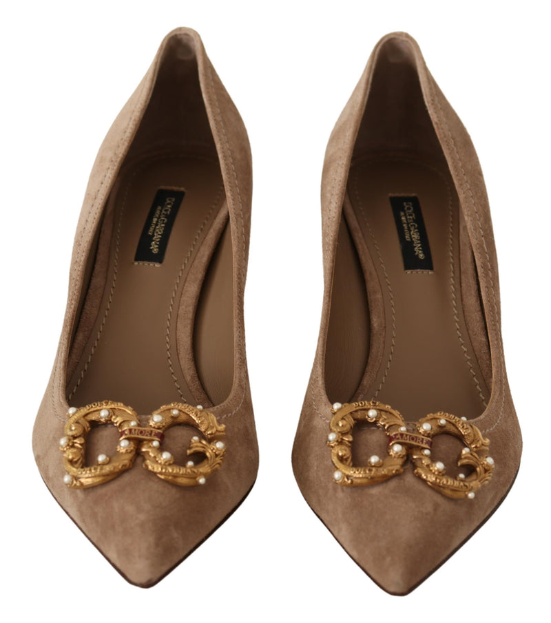 Beige Leather Silver AMORE DG Heels Pumps Shoes