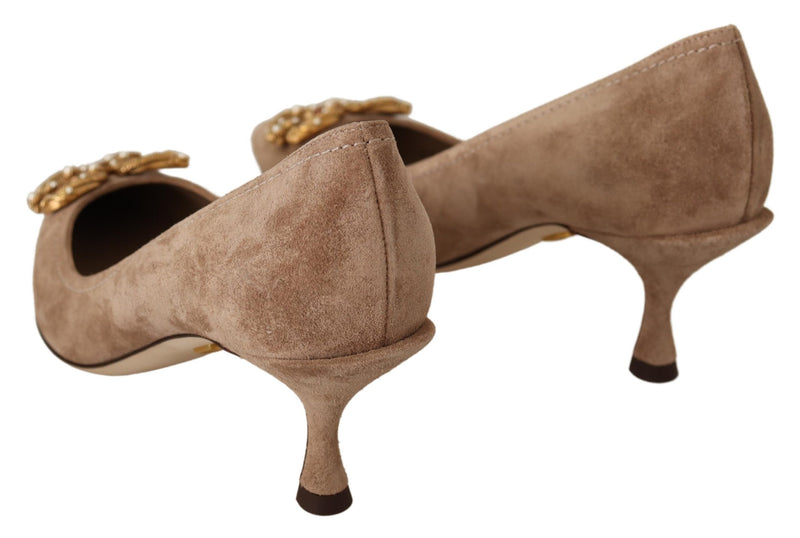Beige Leather Silver AMORE DG Heels Pumps Shoes