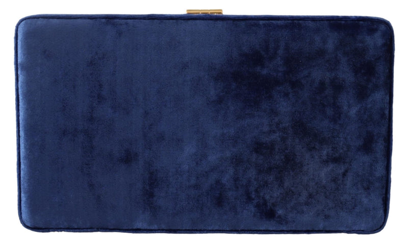 Blue Velvet Crystals Evening Party Clutch Bag BOX
