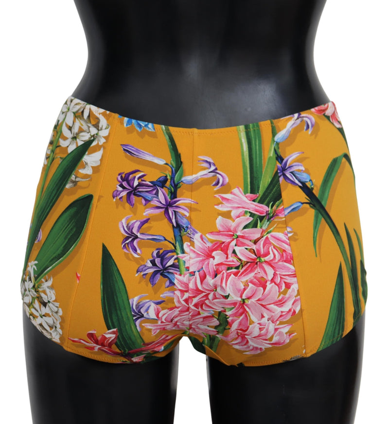 Orange Floral Print Swimwear Beachwear Bikini Bottom